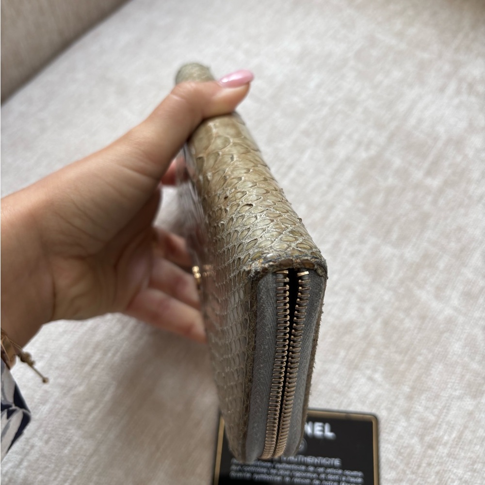 Authentic Chanel Multicolor Python Skin Zip Aroun… - image 6